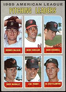 1970 Topps # 70 COR AL Pitching Leaders Dave Boswell / Mike Cuellar / Dennis McLain / Dave McNally / Jim Perry / Mel Stott...