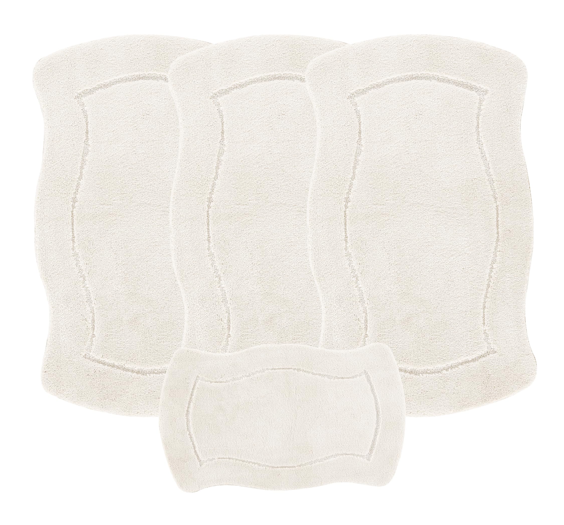 emmahome Romany Gypsy Washable 4pcs Mat/Rug Set, Caravan/Mobile Home LARGE, Soft Yarn, 25mm Thickness High Pile, 100x140cm, Puffy (Cream)