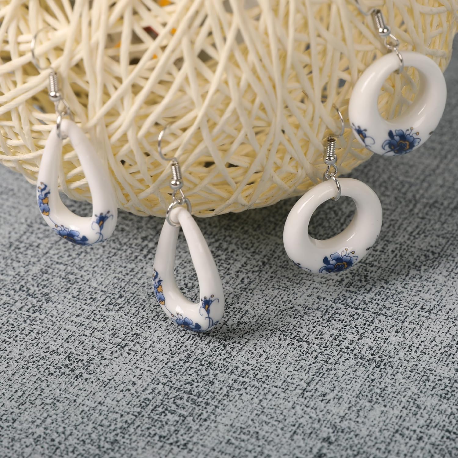 Ceramic Jewelry Blue and White Porcelain Earrings Simple Antique Earrings-Elegant and Timeless Jewelry Works - Image 5