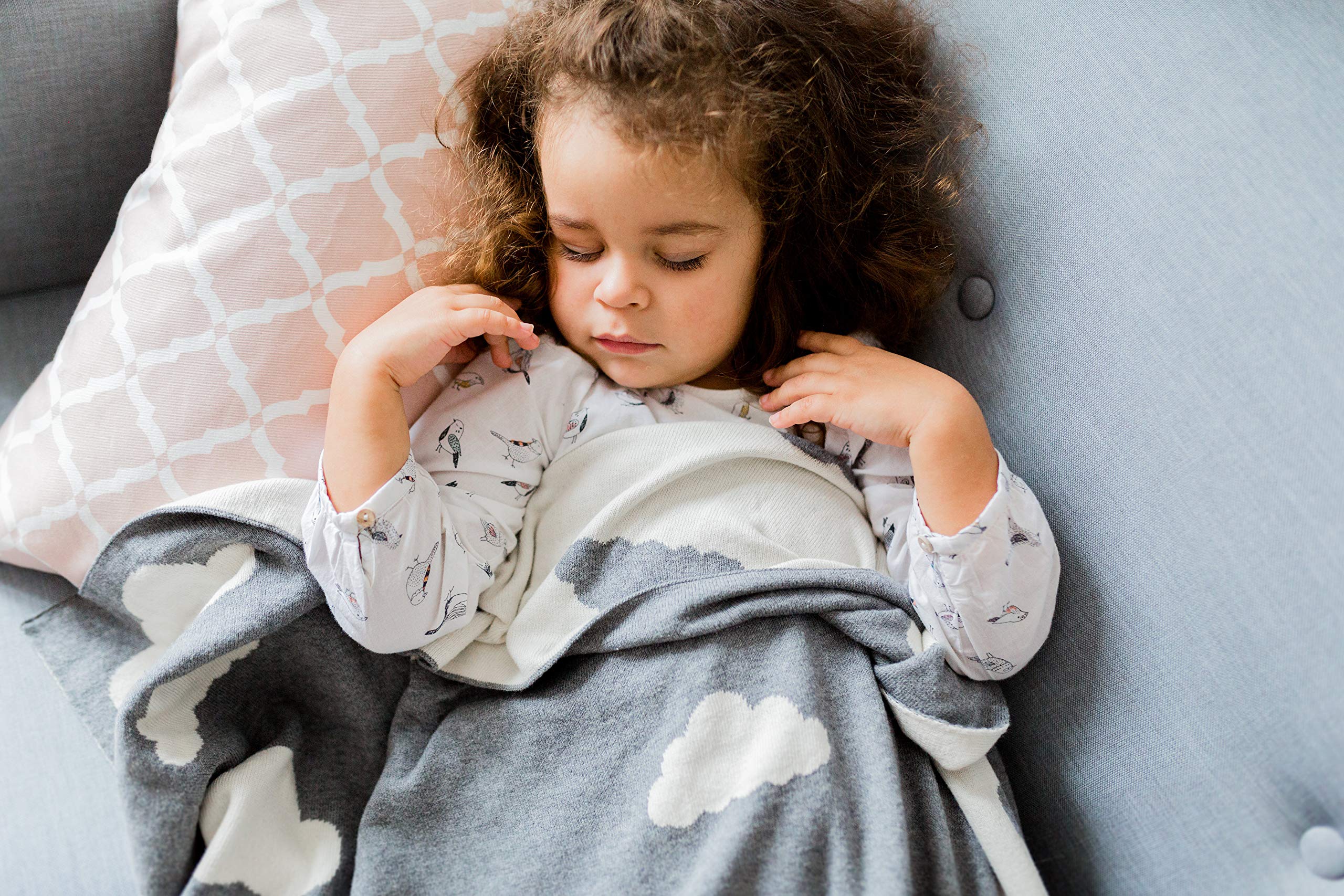 mimixiong coperta per neonati cotone morbido accogliente coperta a maglia per bambini, simpatico cartone animato, 80x100 cm (Grigio