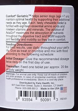 Kala Health Comfort Geriatric Supplement for Dogs, 100 Count