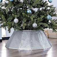 Vista 18 de Blissun - Collar para árbol de Navidad, falda de árbol de Navidad con lentejuelas, anillo de árbol plegable, base de soporte para árbol de Navidad