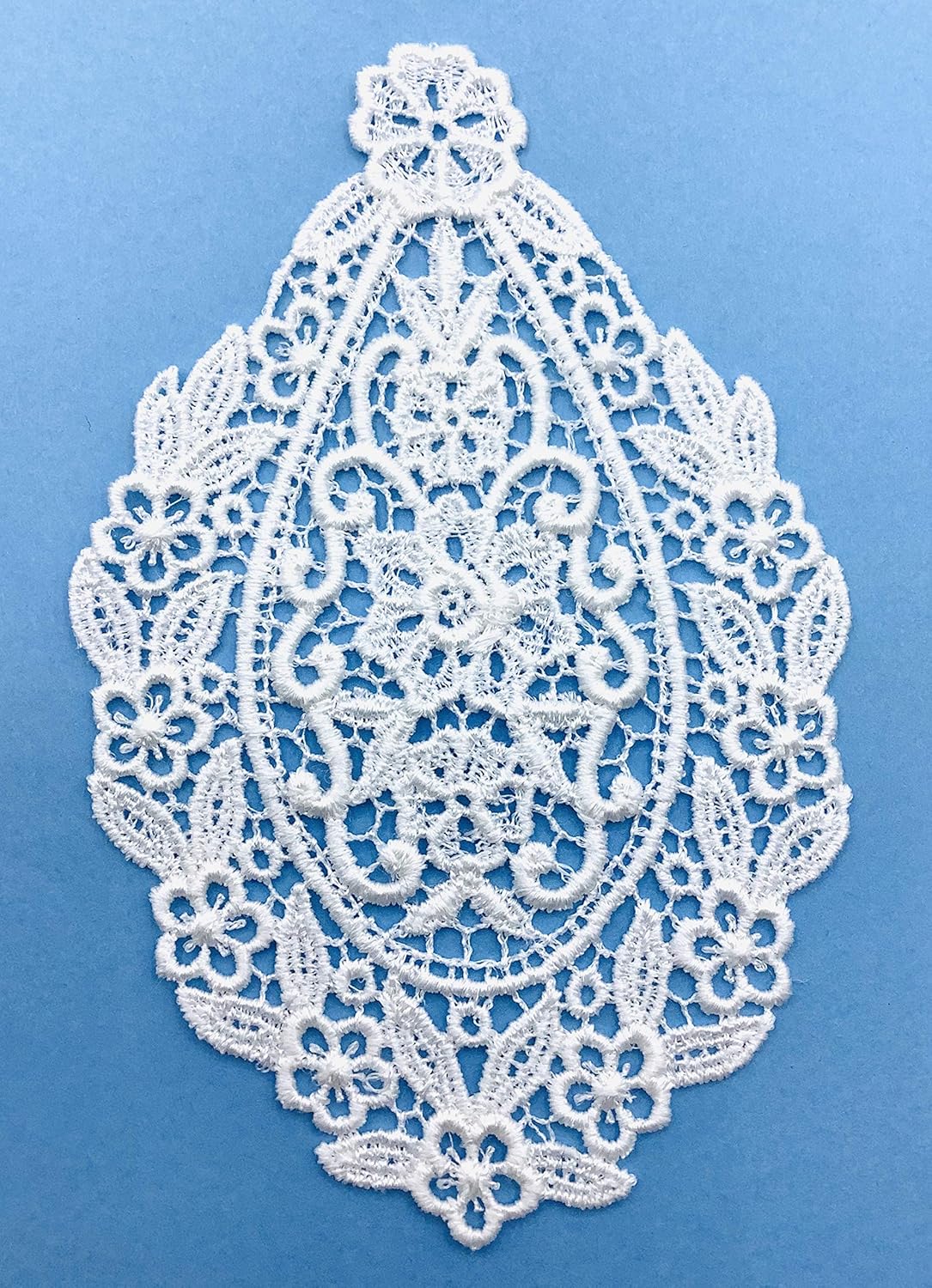 Trimplace Venice Lace Applique (5-1/4" H X 3-1/2" W) - 6 Pieces (White)