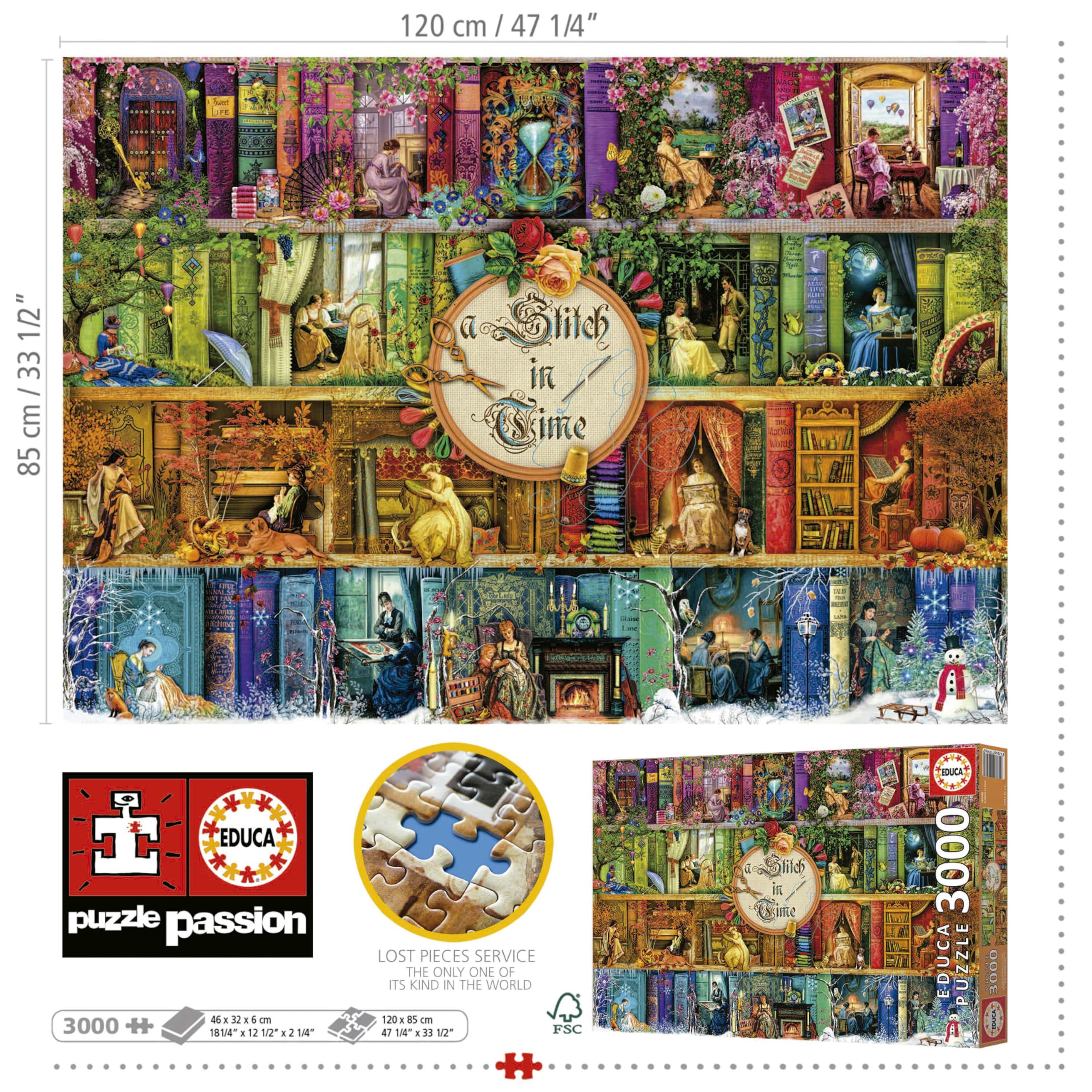 Educa - A Stitch in Time | Puzzle 3000 elementów dla dorosłych, wymiary: 120 x 85 cm, w tym usługa zagubionej części do wyczerpania zapasów. Od 14 lat (19946)