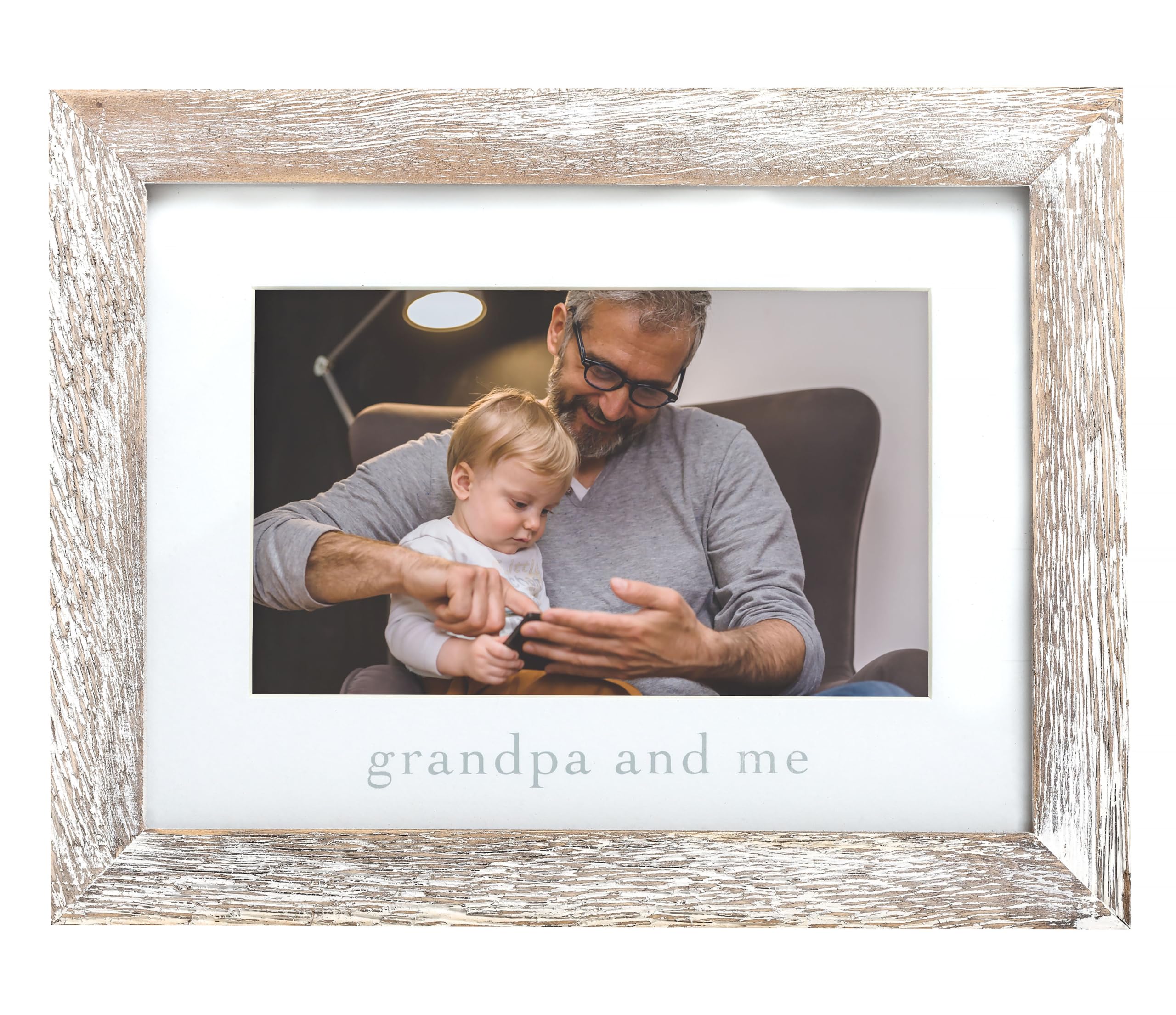 Pearhead Grandpa & Me Keepsake Rustik Resim Çerçevesi, Babalar Günü Hediyesi Büyükbaba için Eskitilmiş