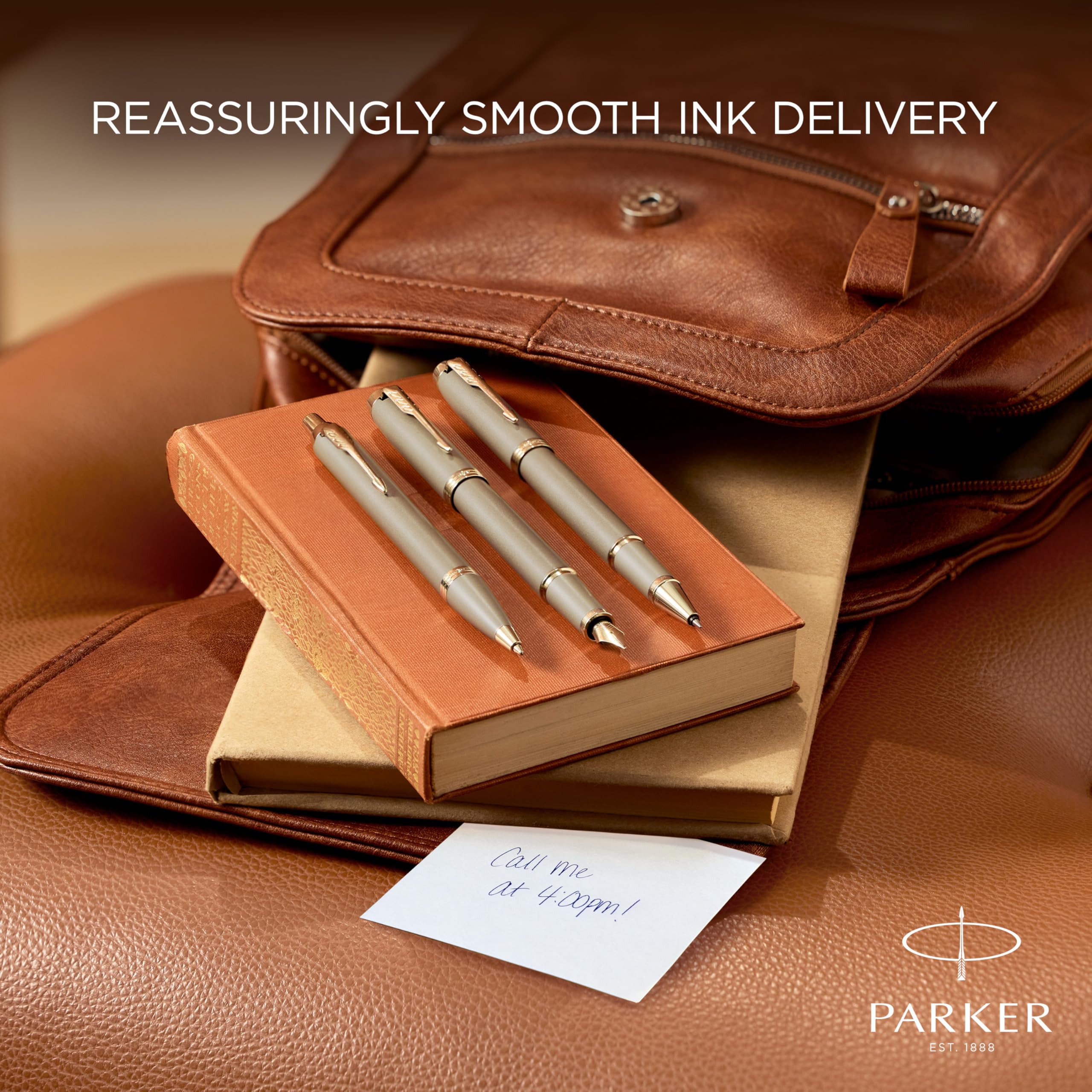 Parker IM Füllfederhalter | Finishing Touch Kollektion | sandsteinfarbenes Finish | Mittlere Feder | Blaue Tinte | Geschenkbox