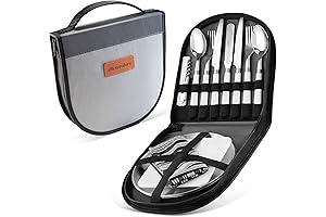Camping Silverware Kit Cutlery Organizer, 12 Piece Picnic Cutlery Set for 2