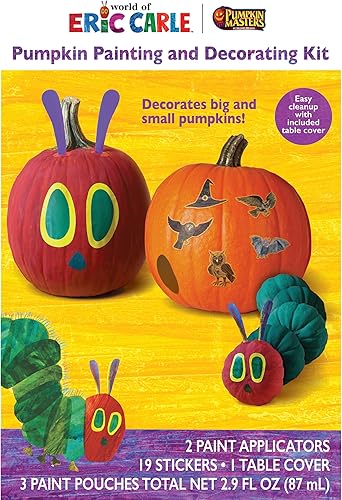 Pumpkin Masters World of Eric Carle - Kit de pintura y decoración fácil limpieza con mantel incluido