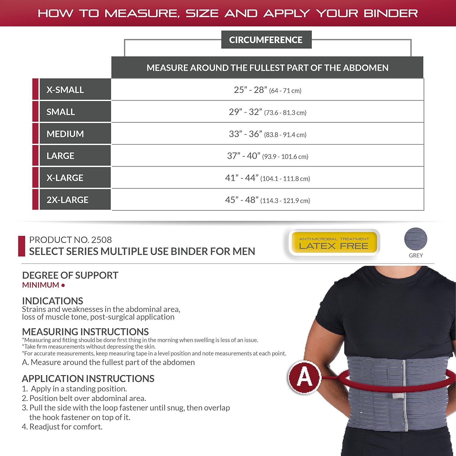 OTC Abdominal Binder for Men, Ribbed Elastic Compression, Select Series (Pack of 2)