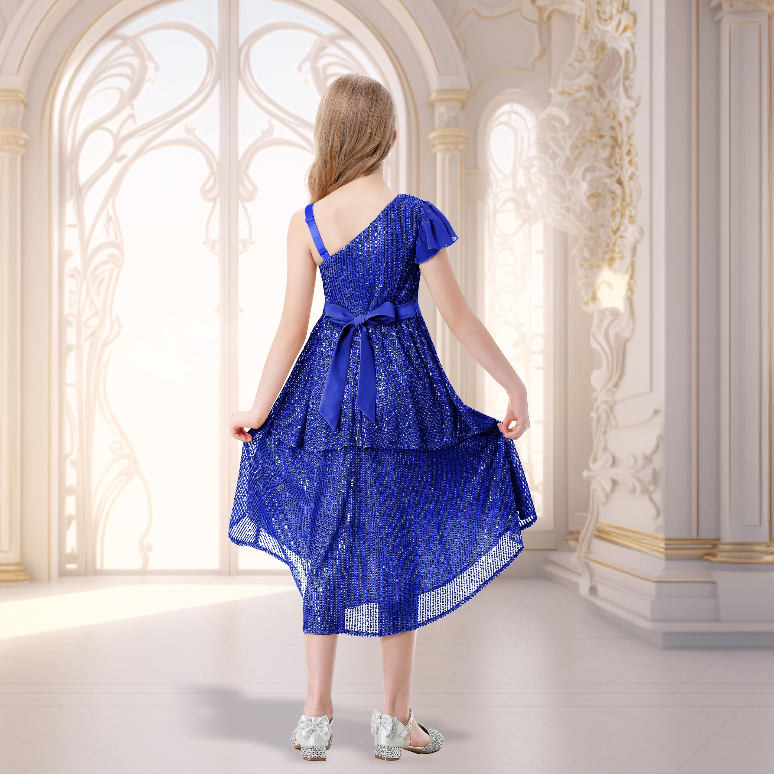 LOLANTA Mädchen Paillettenkleid Elegantes Prinzessin Partykleid Glitzernd Ärmellos Schulterriemen Kleider
