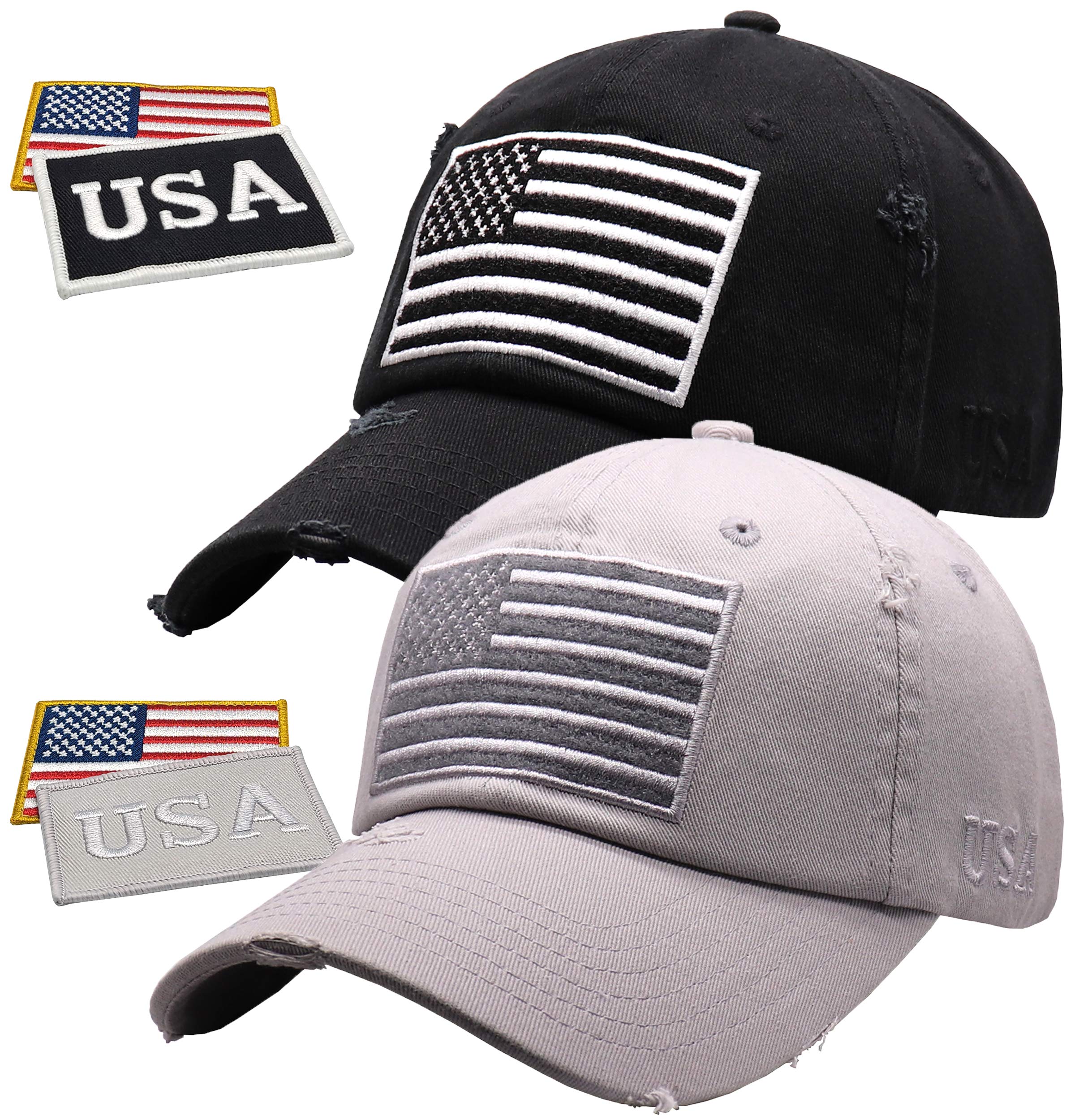 Antourage American Flag Unisex Baseball Hat for Men and Women | USA Flag Mesh Snapback Cap with 2 Patriotic Patches