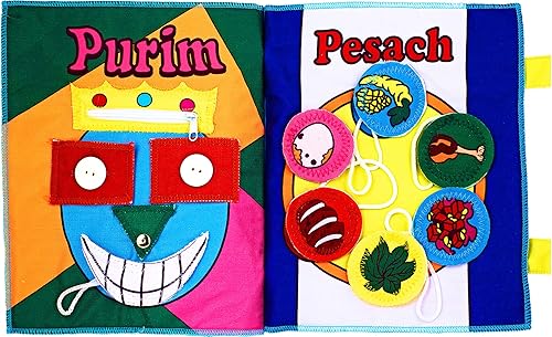 Miniatura 3 de My First Jewish Holiday - Libro de solapa para niños pequeños, libro educativo de tela judaica, libro interactivo suave para niños, cierre de