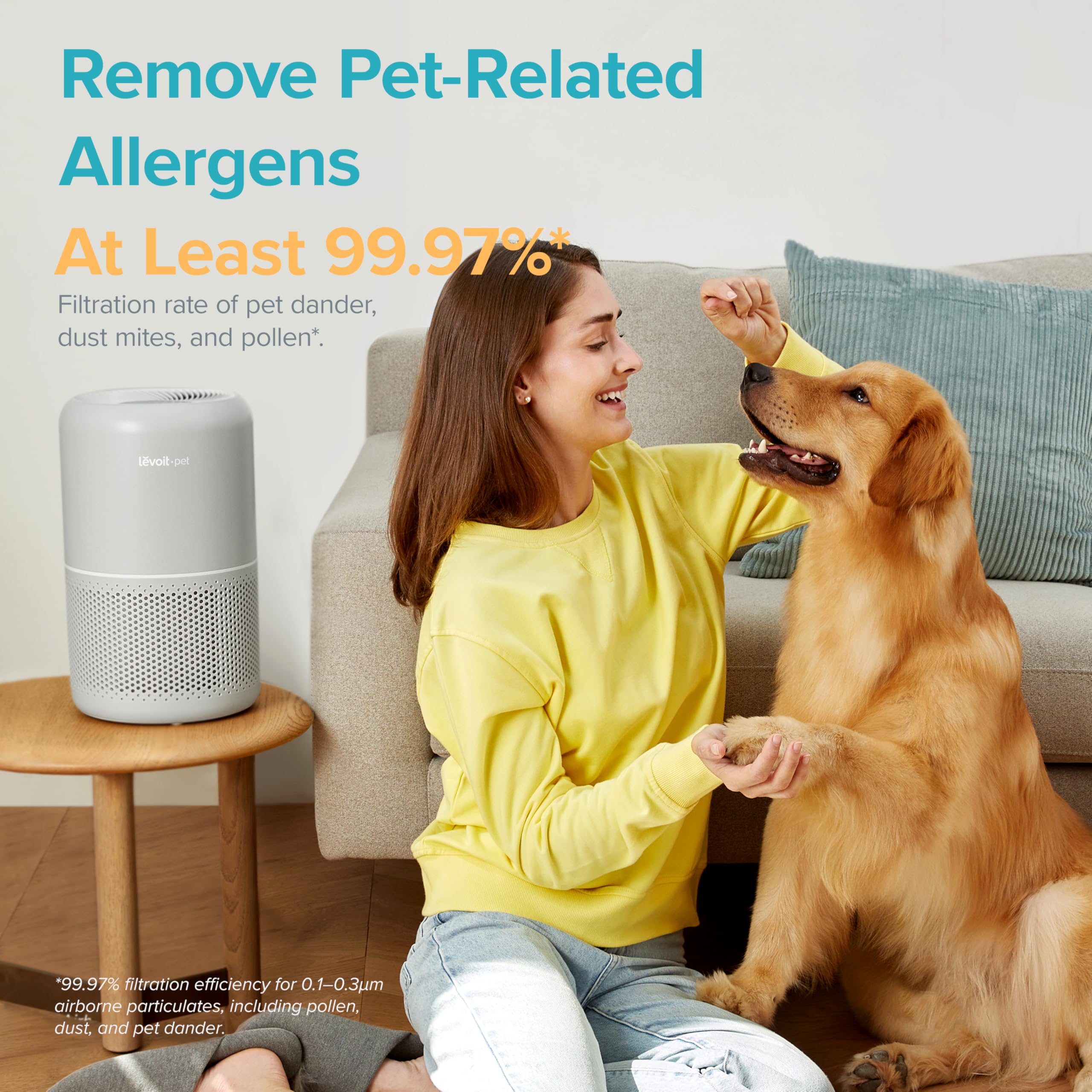 LEVOIT Air Purifier for Home Allergies Pet Hair in Bedroom, Covers Up to 1073 ft² by 56W High Torque Motor, AHAM VERIFIDE, 3-in-1 Filter with HEPA Sleep Mode, Remove Dust Smoke Odor, Core300-P, White: Gray Core P350-P