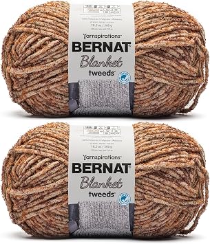 Bernat Blanket Tweeds Soft Crochet Yarn for Blankets, Sandy Tweed 2-Pack