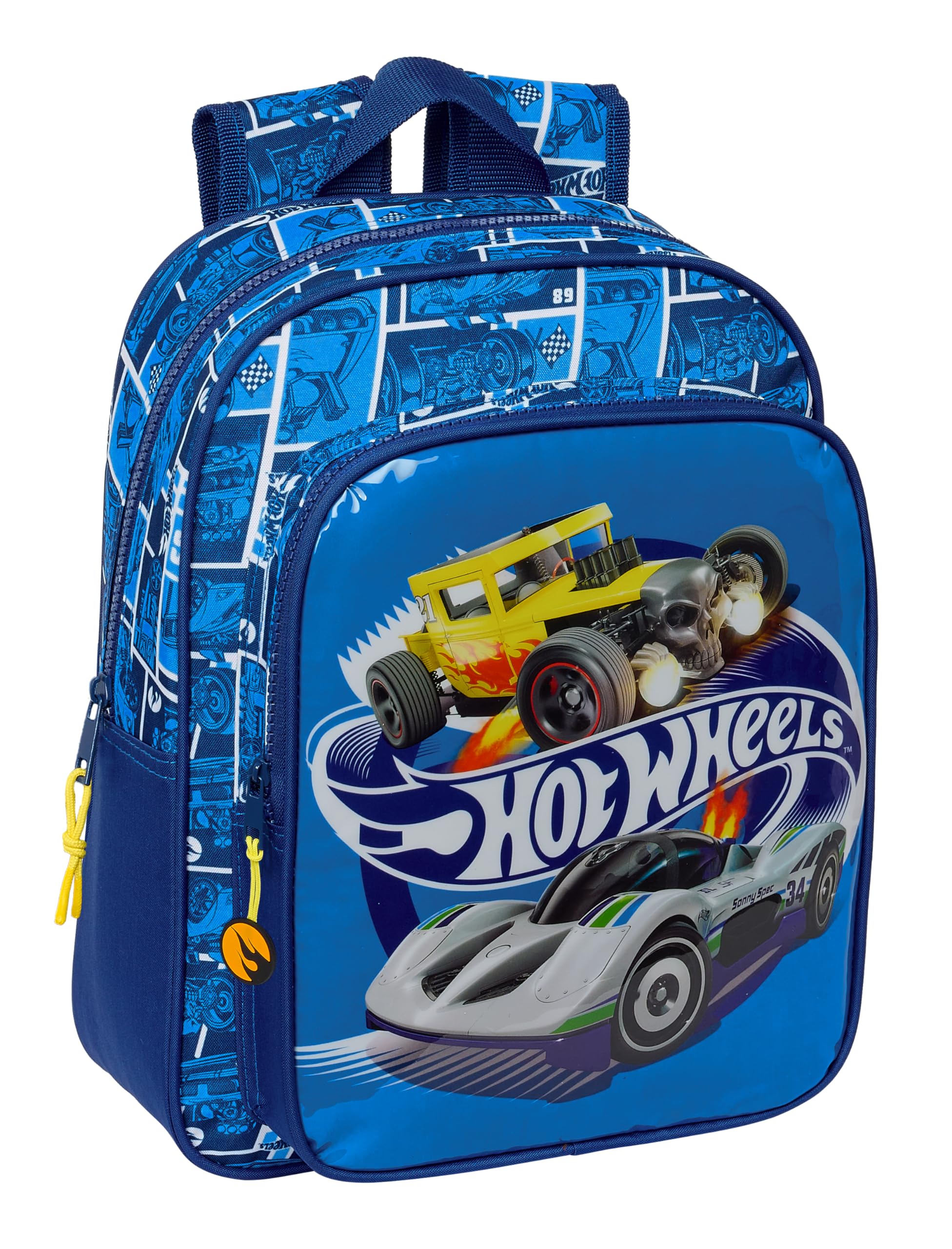 Safta HOT WHEELS SONNY - Mochila Escolar Infantil, Ideal para Niños de Diferentes Edades, Cómoda y Versátil, Calidad y Resistencia, 27x10x33 cm, Color Azul marino