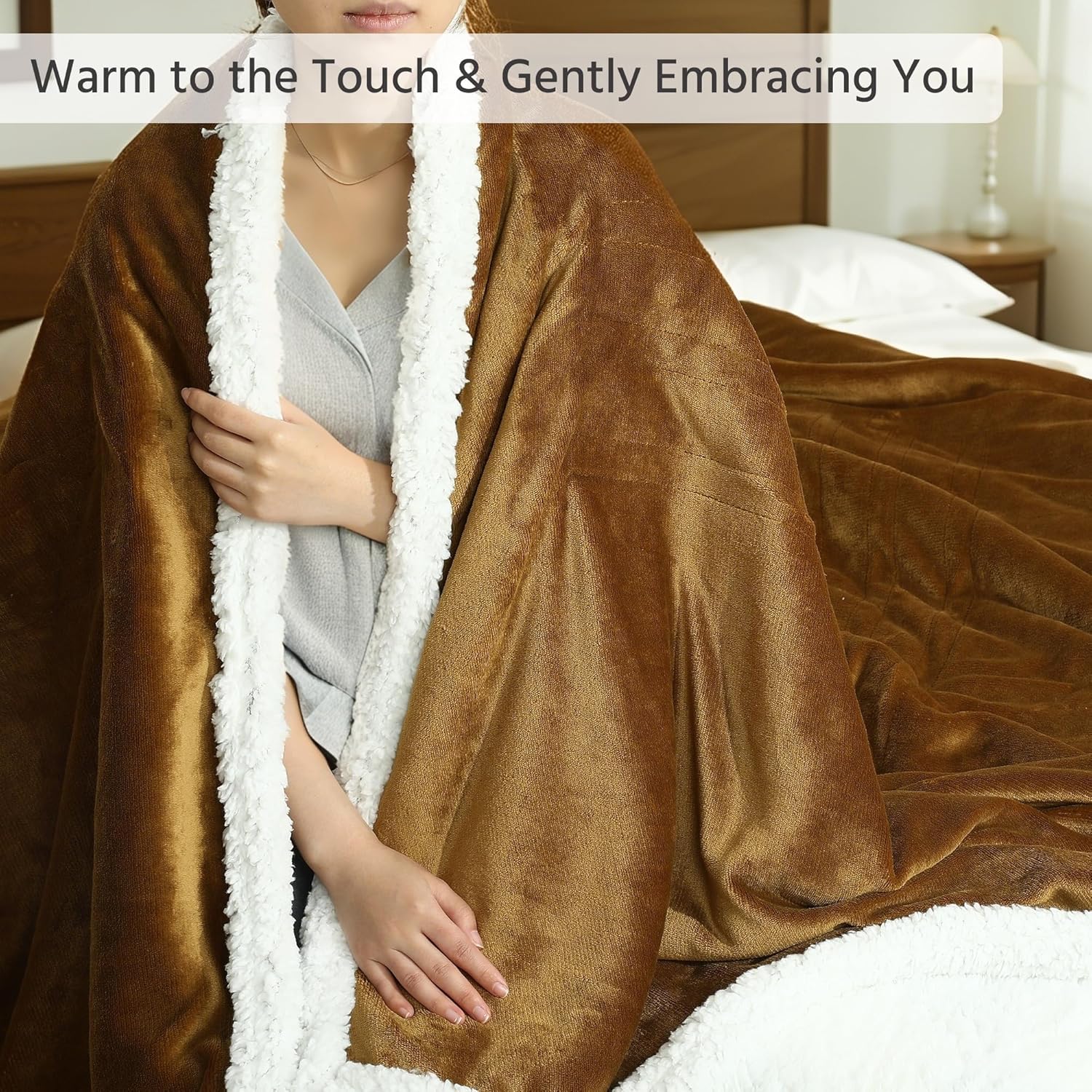 Electric Heated Blanket Full Size 72x84 Inch - Super Soft Flannel, 10 Heat Settings, 1-12H Auto Shut Off, Machine Washable, Easy Controller, Perfect for Winter Warmth - Light Camel - Image 2