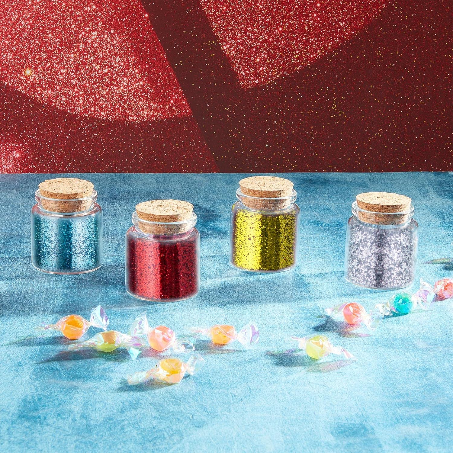 Patelai 48 Pcs Small Glass Jars with Cork Lids, Mini Potion Bottles Bulk Tiny Wishing Vial Spell Jars for DIY Art Crafts Gift Valentine Wedding Birthday Party Favors Decorations (50 ml)