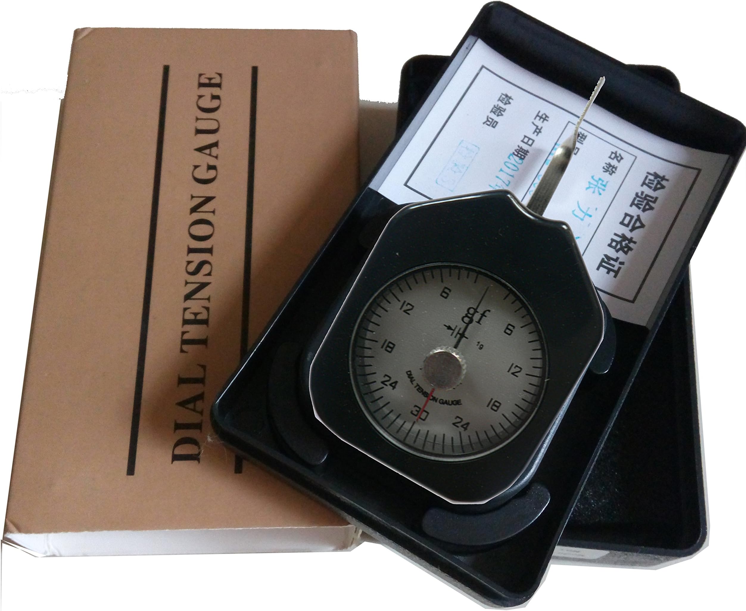 Dial Tension Meter Tester Gauge Tensionmeter Gram Force Meter Single Pointer 30G Pressure Pull Tester Gage with Handheld Analog Tension Meter Tension Tester, Double Needle Gram Gauge Black