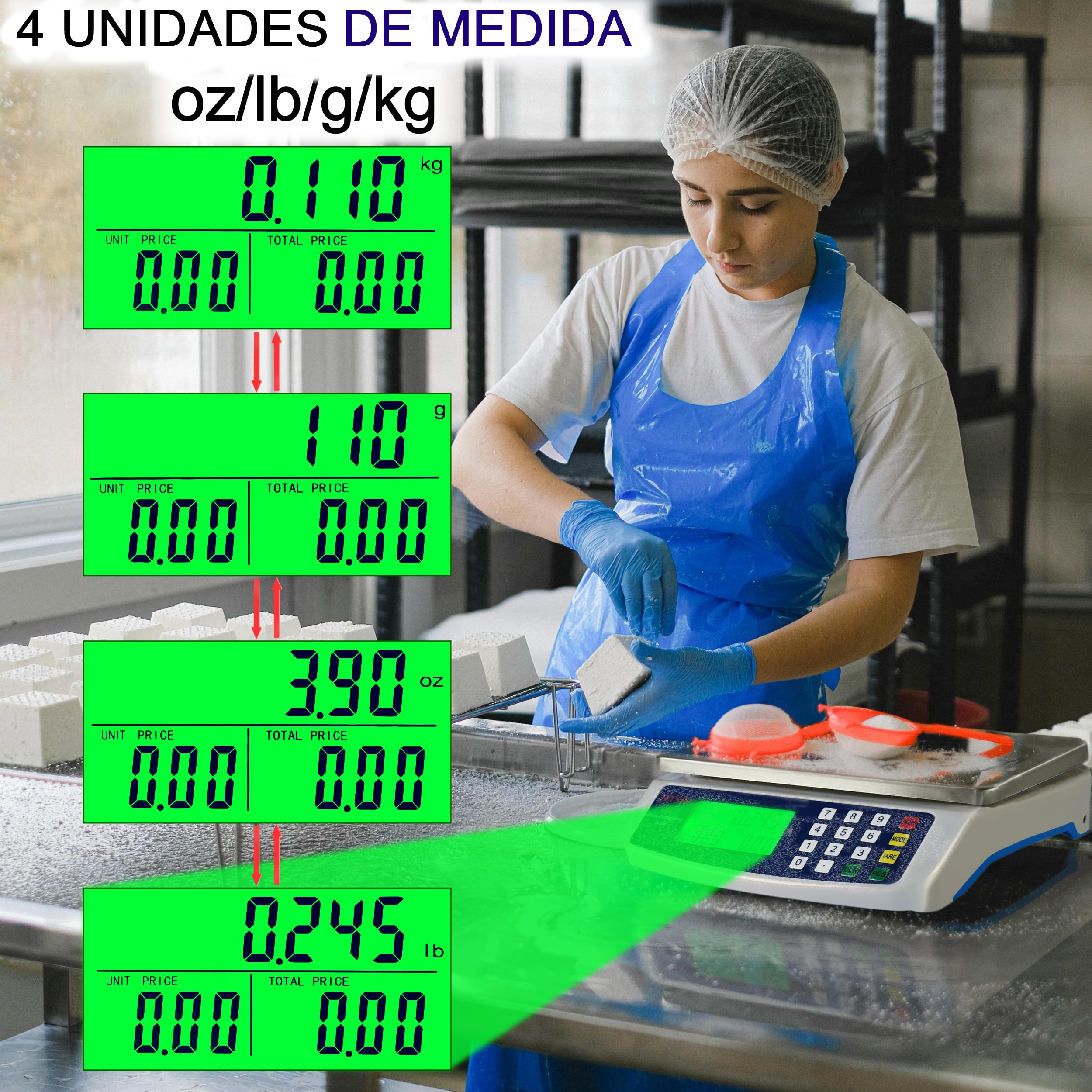 Balanza Comercial Peso-Precio 40kg/1g para Hostelería, Tiendas y Comercios