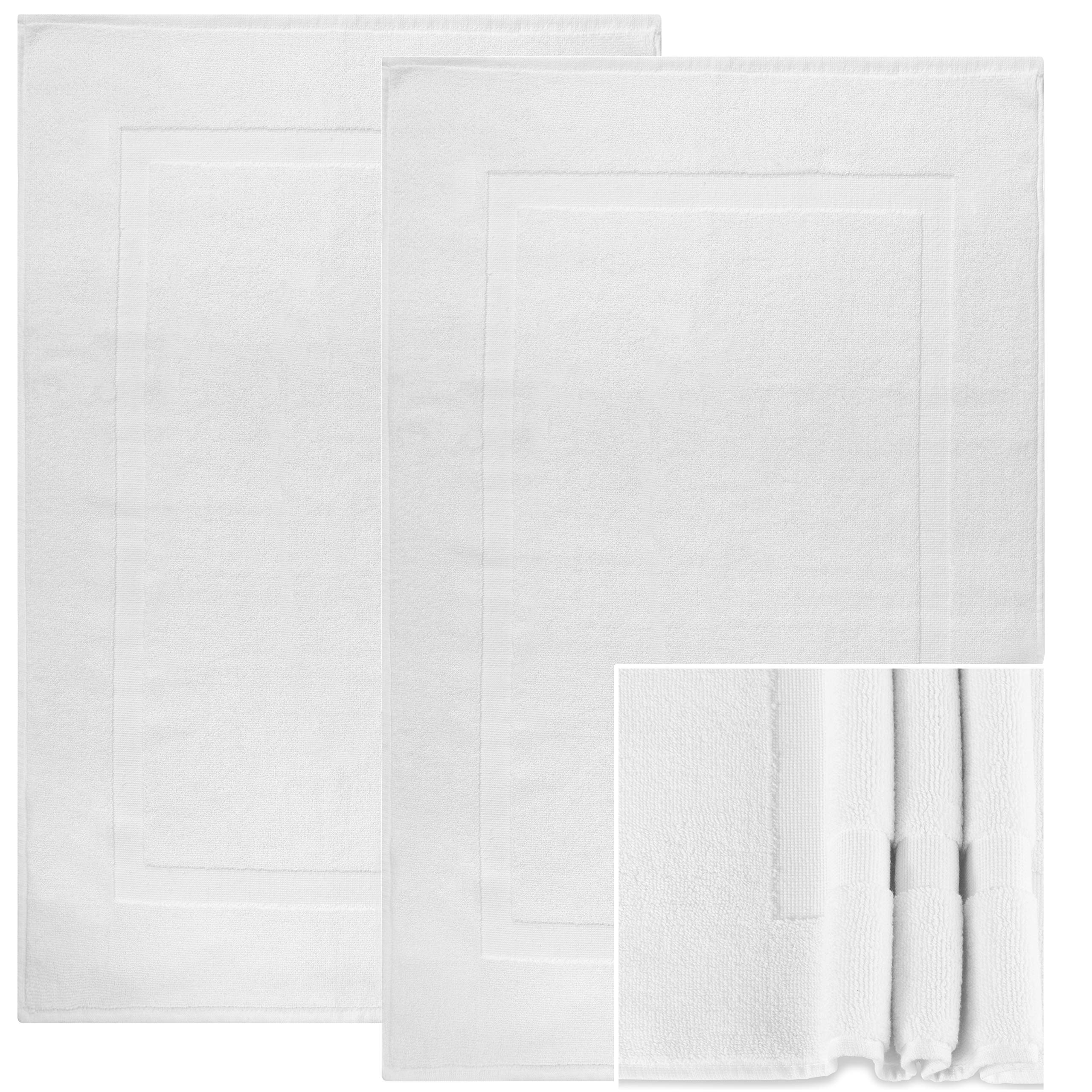 Bath Mat - 2 Pack - Machine Washable Cotton BathMats - Quick Dry Shower/Bathtub Step Out Bath Rug - Soft, Plush & Super Absorbent - Hotel, Spa Bathroom Floor Towel Mat 20"x30" (2, White)…