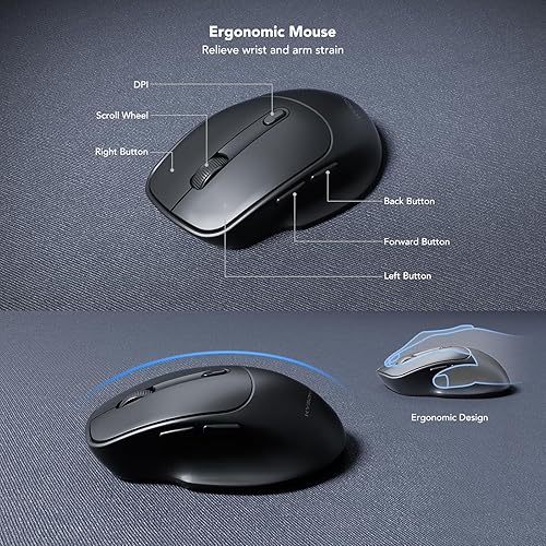 Miniatura 6 de KYSONA Combo de teclado y mouse inalámbricos, teclado inalámbrico de tamaño completo con reposamuñecas, soporte para iPad, teclado óptico ajustable