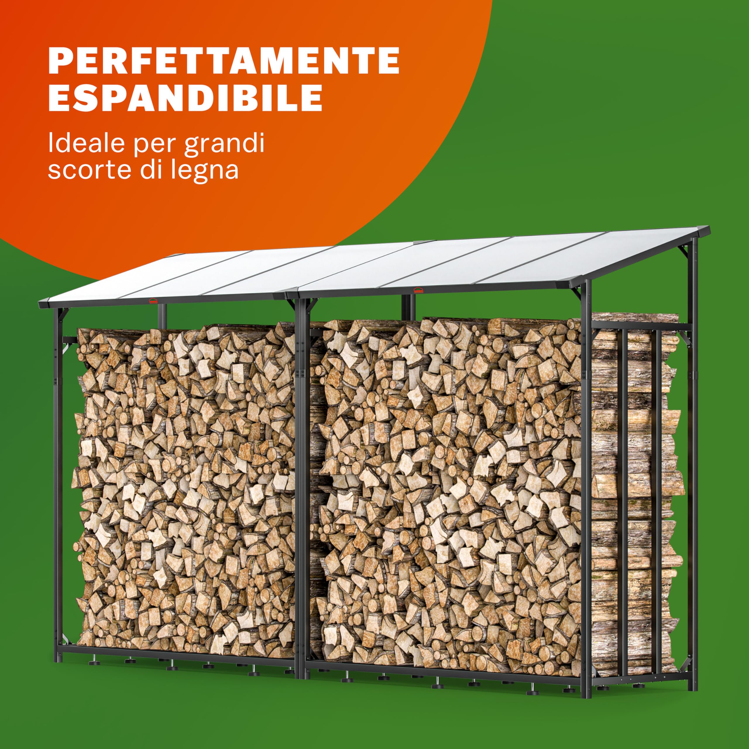 Gardebruk® Legnaia da Esterno 2,3 m³ 70Px163lx198H cm Tetto Copertura Protettiva Portalegna Rastrelliera Legno Camino Telo Giardino Borsa per Trasporto