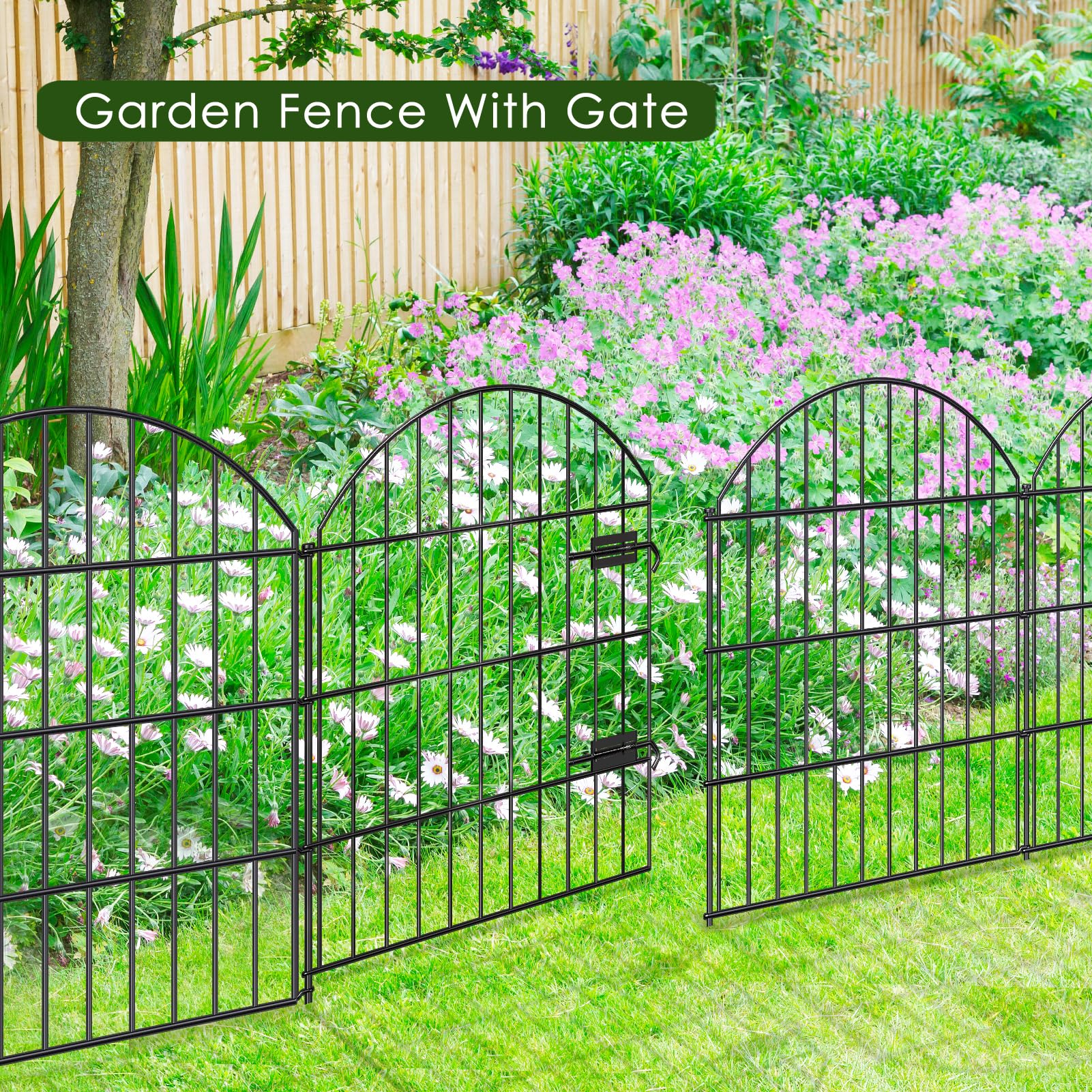 VERDOBA Teichzaun Gartenzaun Komplettset - Gartenzaun Metall 5 Zaunelemente - Zaun Für Den