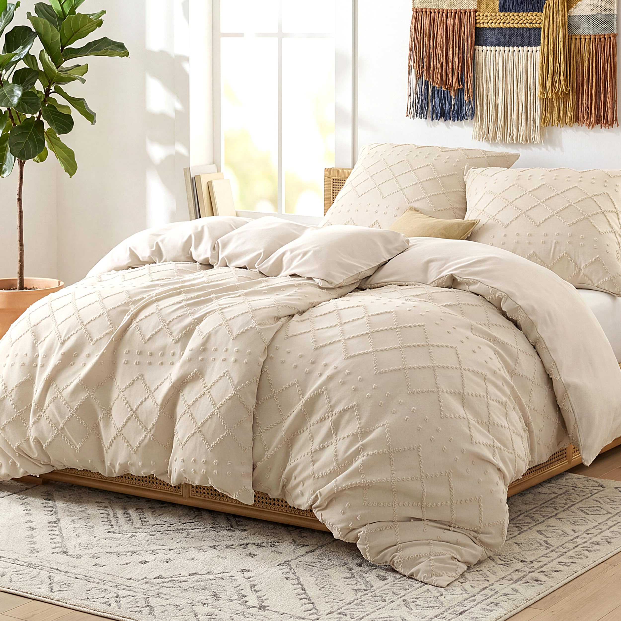BEDSURE Bettwäsche Bettbezug - Muster Bettwäsche-Sets mit Kissenbezüge, ÖKO-TEX Bedding für Doppelbett mit Reißverschluss