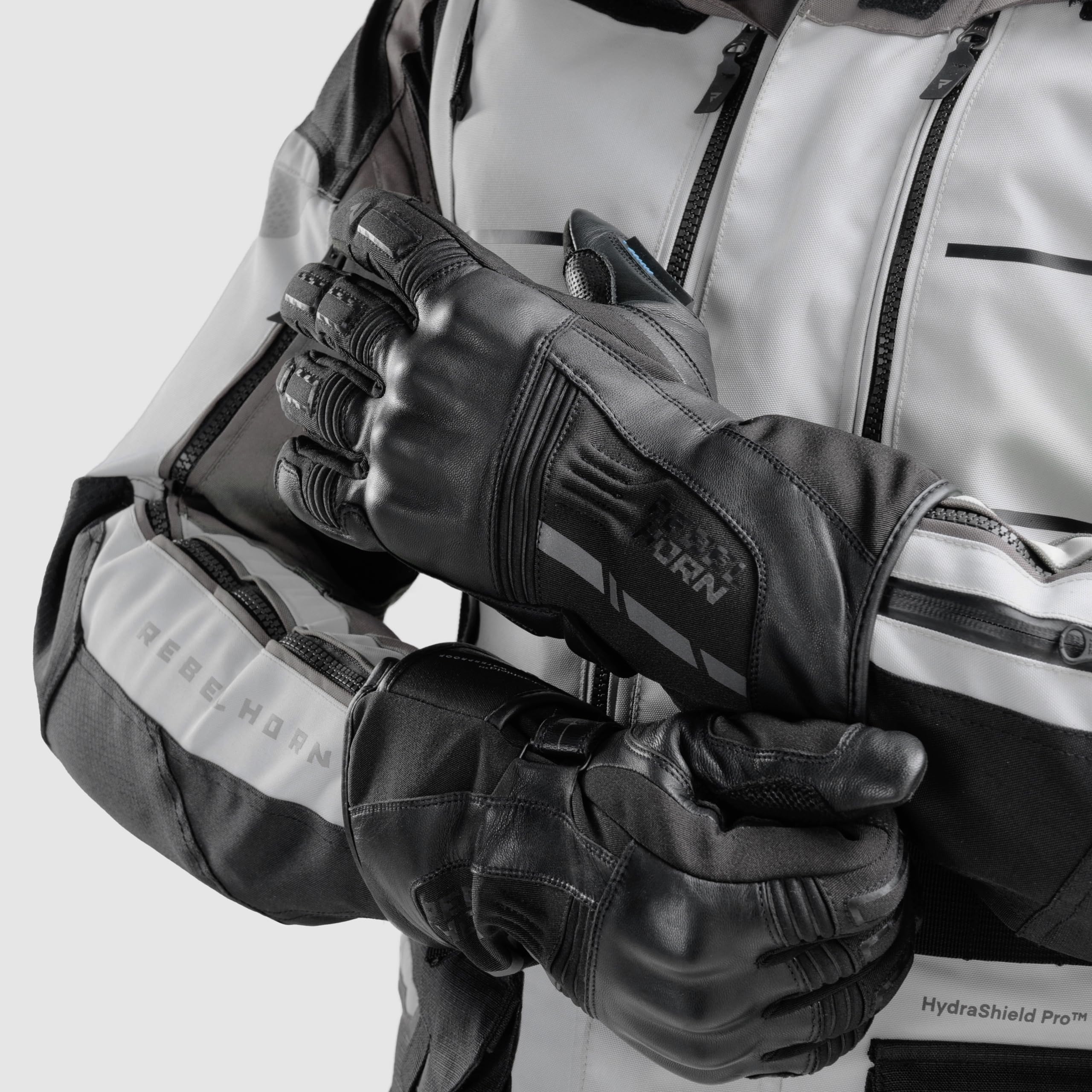 REBELHORN Tracer WP Guantes de Moto Hombre | Cuero | Protectores de Nudillos | Membrana HydraShield Impermeable y Transpirable | Tallas hasta 5XL