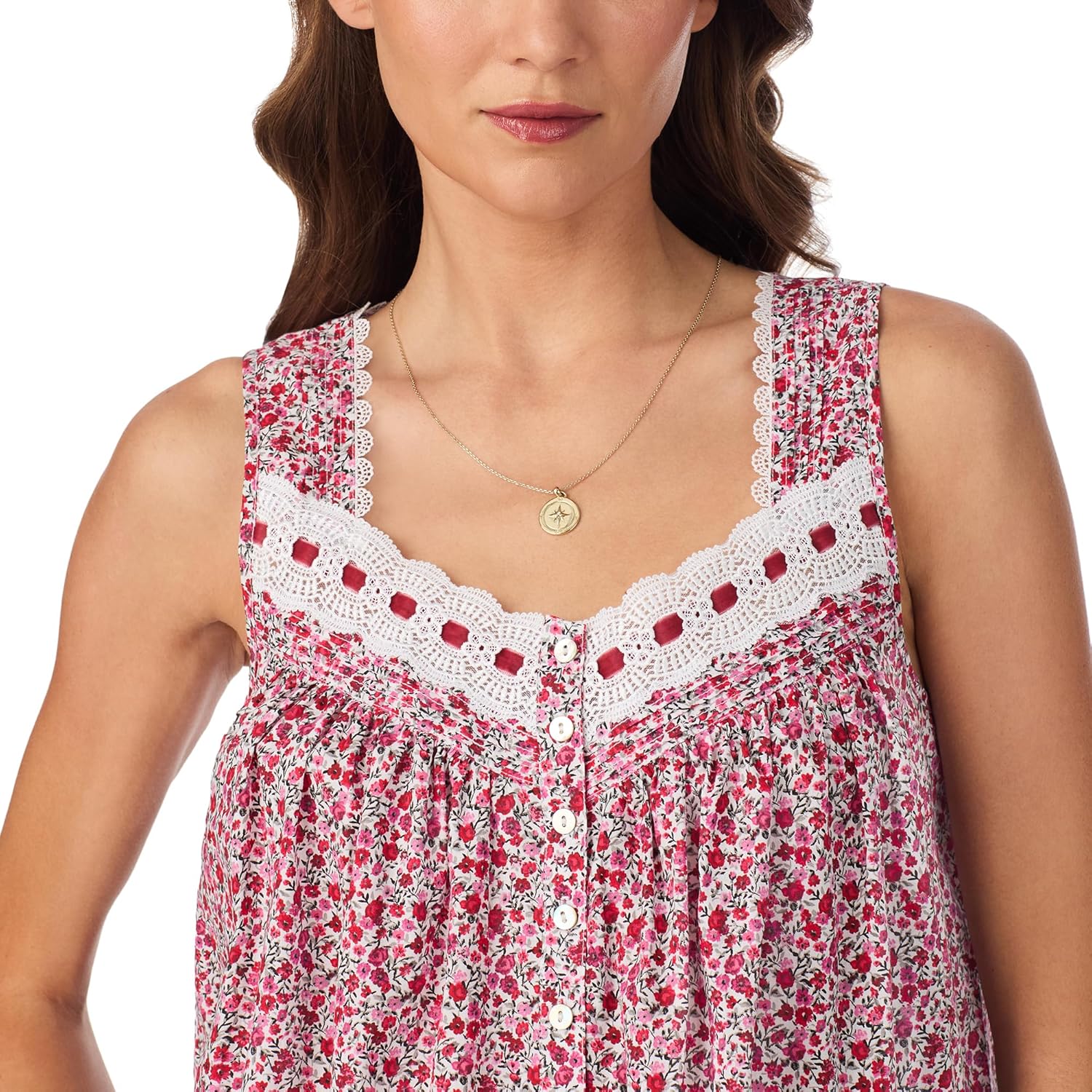 Eileen West Womens Sleepwear & Loungewear - Woven Lawn Collection - 100% Cotton Breathable Sleeveless 50" Long Nightgown - Image 2