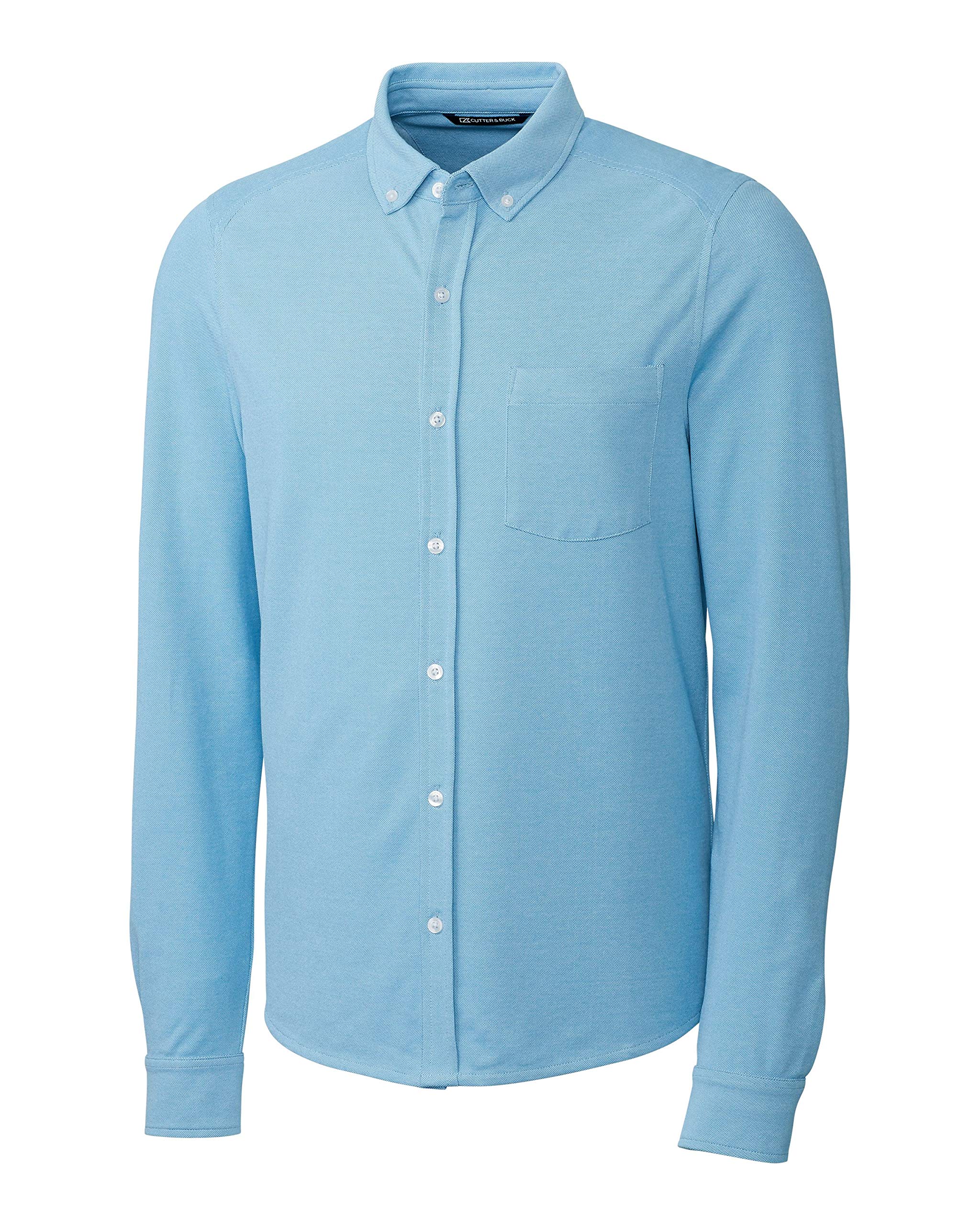 Cutter & BuckMen's Long Sleeve Cotton-Blend Knit Reach Oxford Shirt