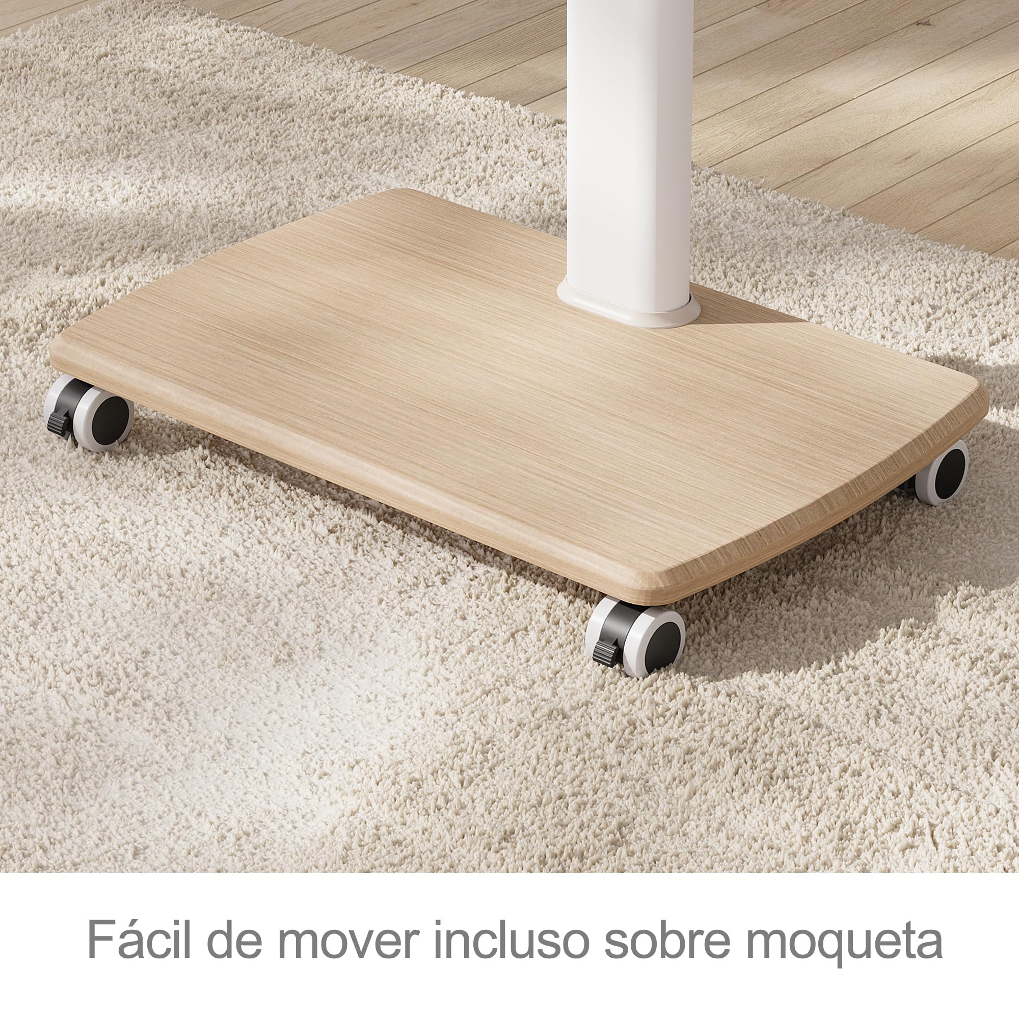 FITUEYES Soporte TV de Pie con Ruedas Blanco para Pantallas de 32 a 70 Pulgadas,Giro de 60°,MAX VESA 600 * 400mm,Ajuste de Altura,Gestión de Cables, Soporte TV Ruedas con 2 Estantes y Base Madera