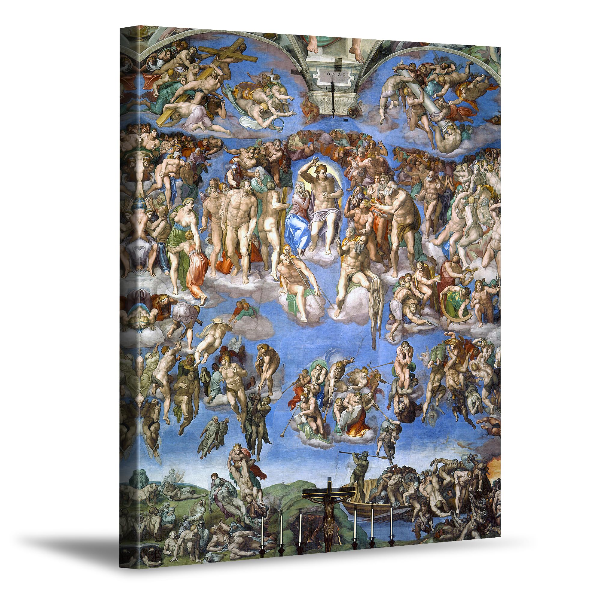 Last Judgement Wall Art Canvas Prints 30x24, Michelangelo Classic Art Reproductions. Giclee Print& Museum Quality Framed Art for Wall Decor.