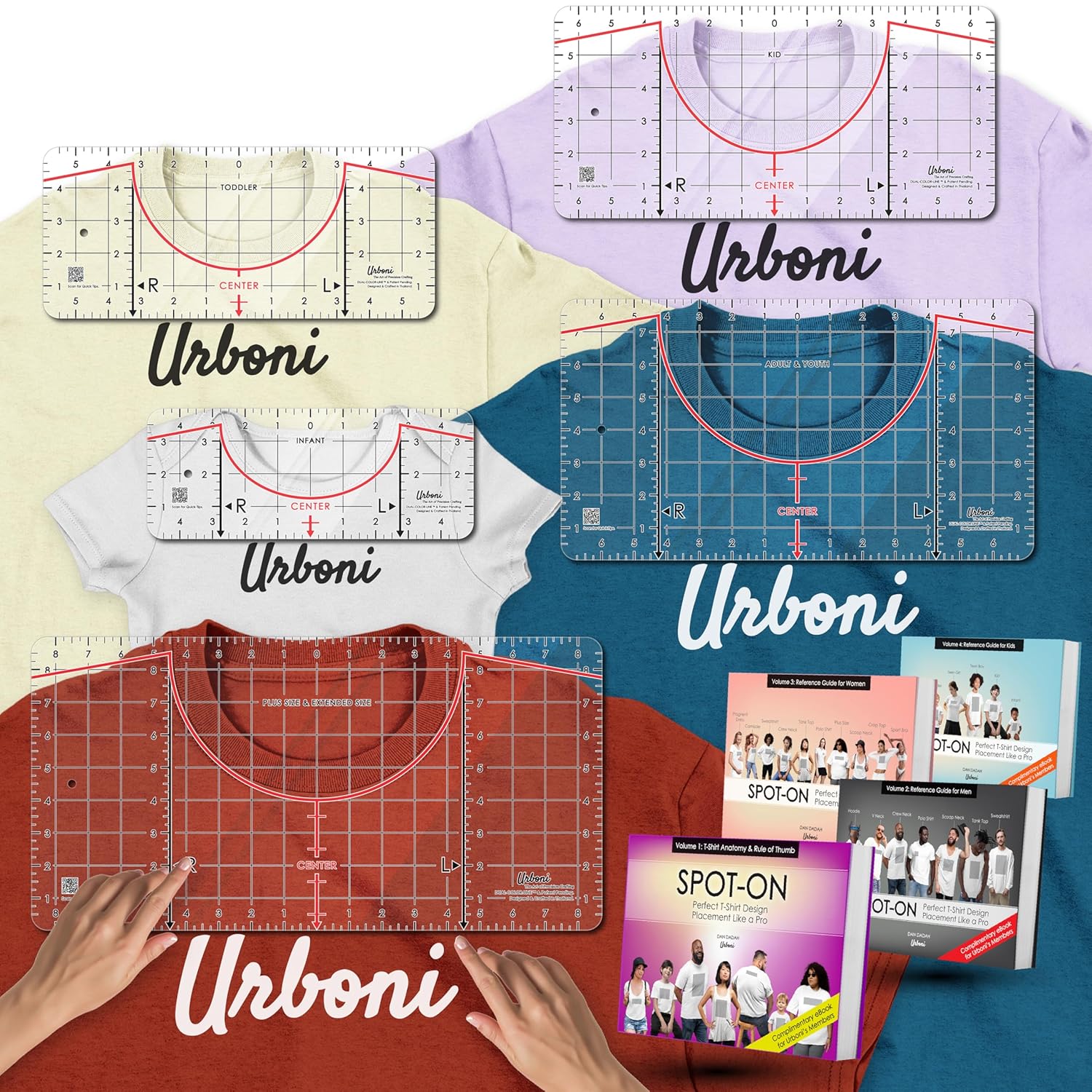 (5 Sizes) Tshirt Ruler Guide for Vinyl Alignment – T Shirt Measurement Tool, Center Placement Guide for Heat Press, Shirt Ruler, Left Chest Logo, DTF, HTV, Sublimation, Shirt Alignment Tool
