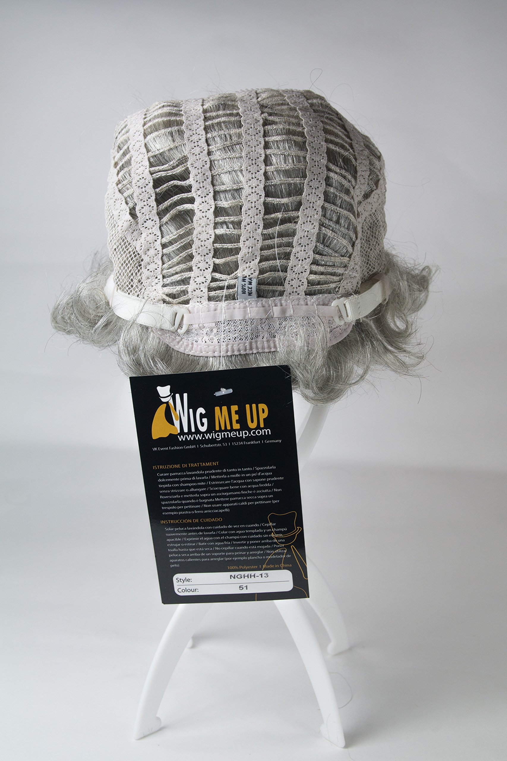 WIG ME UP - NG-HH-13-51 Perücke Damen Herren Echthaar kurz wellig modisch silbriges Grau Silbergrau