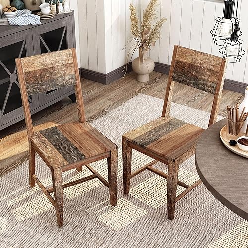 Miniatura 5 de 247 Shop at Home Alper Farmhouse - Silla auxiliar de madera de mango maciza con patas cónicas, juego de 2 para comedor, cocina, restaurante, color