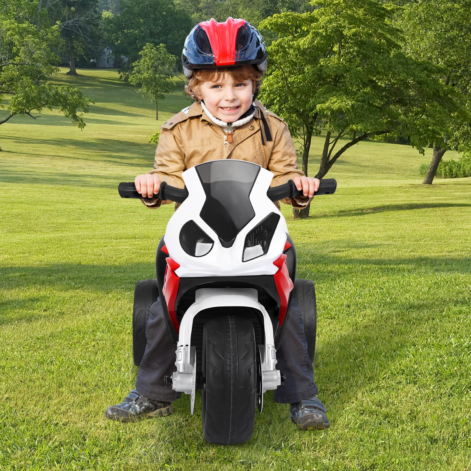 RELAX4LIFE BMW-S 1000 RR 6V Moto Elettrica Bambini 3 Ruote Musica Luci Clacson Triciclo Elettrico 18-36 Mesi 20 kg Rossa