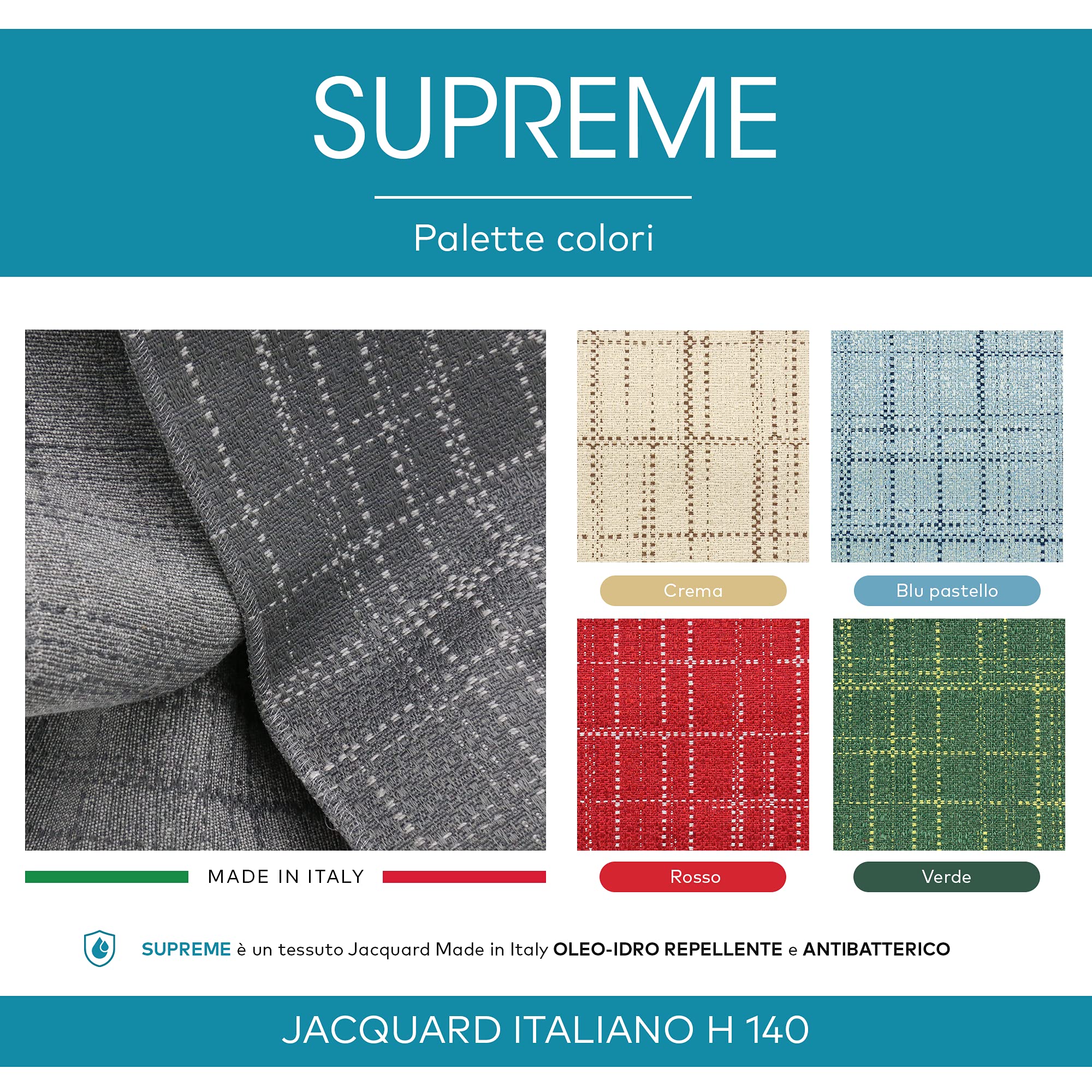 DESHOME Supreme 10 metri - Tessuto al metro Antibatterico Idrorepellente Jacquard Italiano Stoffa per tappezzeria divani, poltrone, cuscini, sedie (Crema)