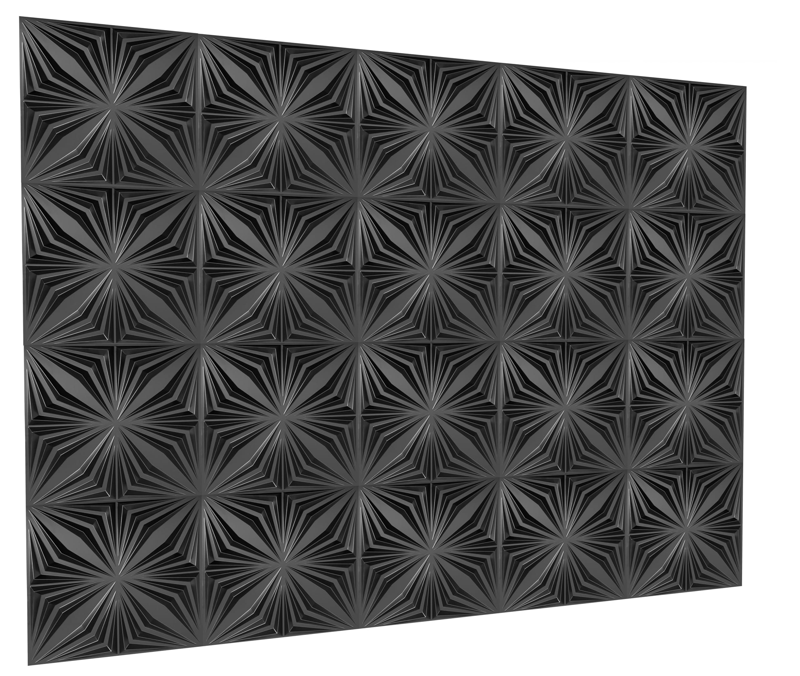 Eurodeco 8 PCS/2 m² 3D Paneele PVC Kunststoffpaneele Wandpaneele Gaming Zimmer Wand Decke 3D Optik Brillant Black (8) PVC 3D Platten