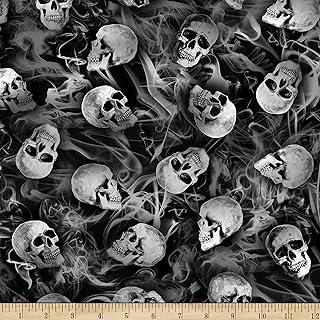 Timeless Treasures Wicked Eve Tossed Skulls Black, Quilting Fabric by the Yard