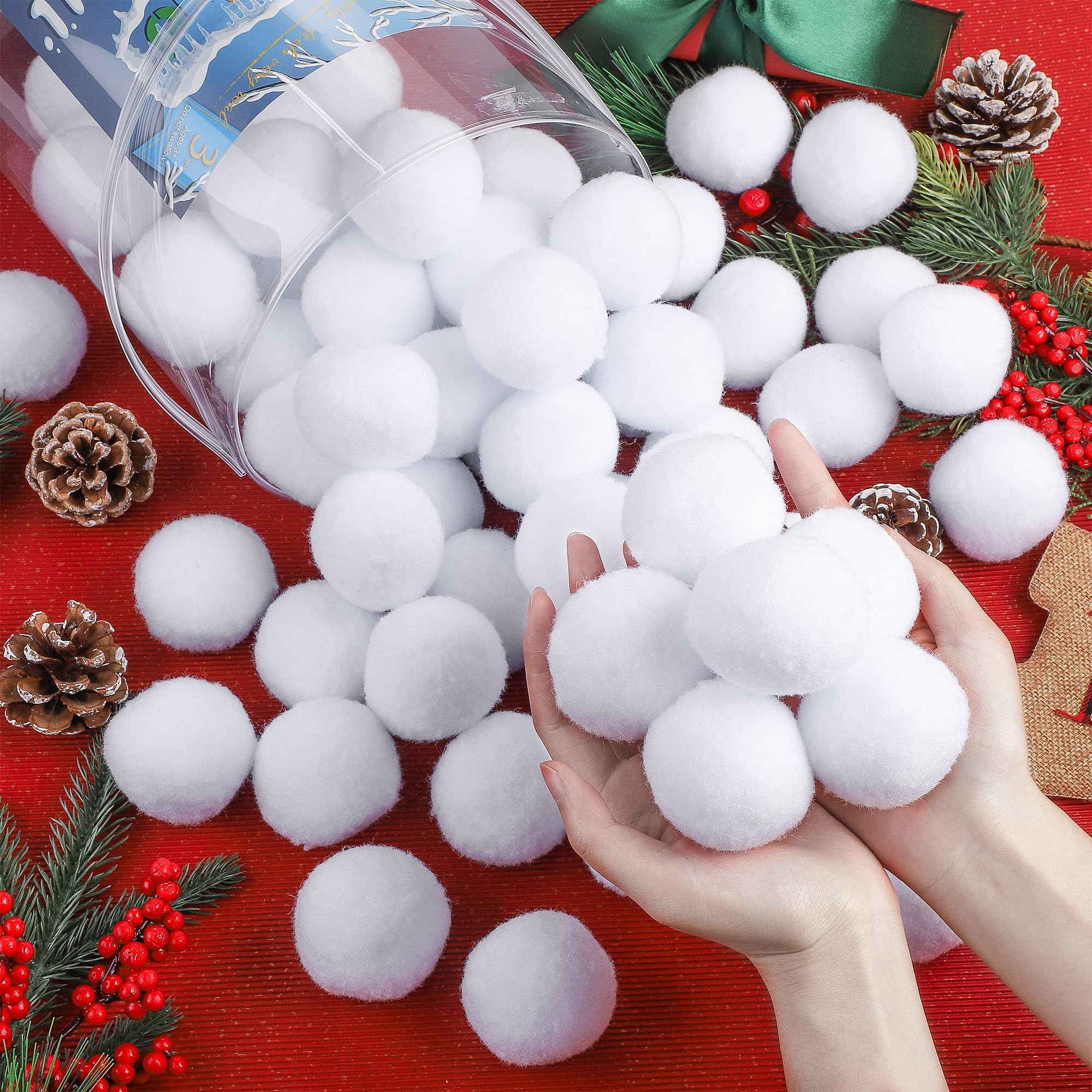 Elcoho Lot de 200 fausses boules de neige artificielles de 5,1 cm pour fête de Noël