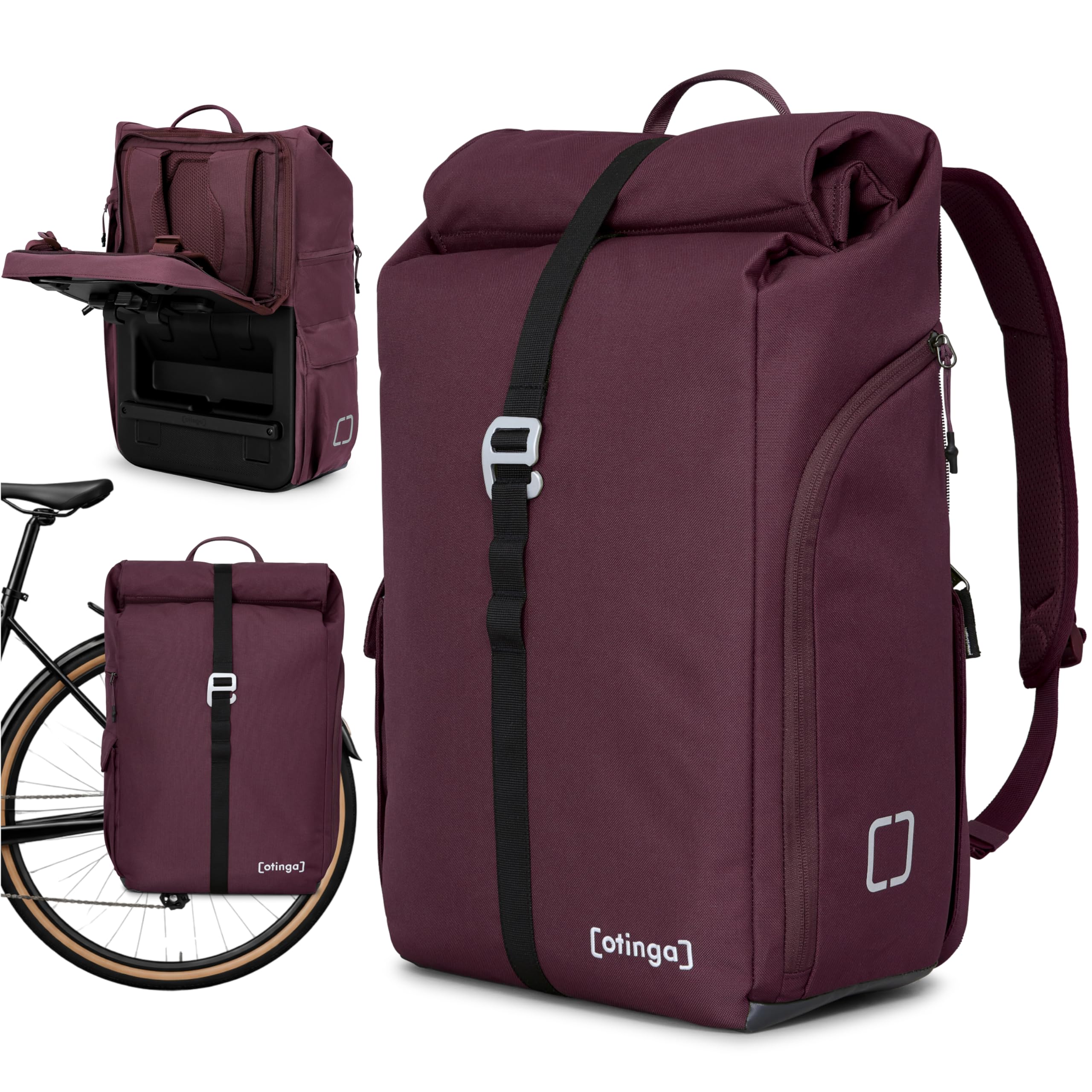 otinga® Flip V3 Bicycle Bag Backpack [34L Volume] for Any Pannier Rack, Stylish Pannier Rack Bag with Backpack - Converted in 3 Seconds, Waterproof Bicycle Backpack Pannier Rack