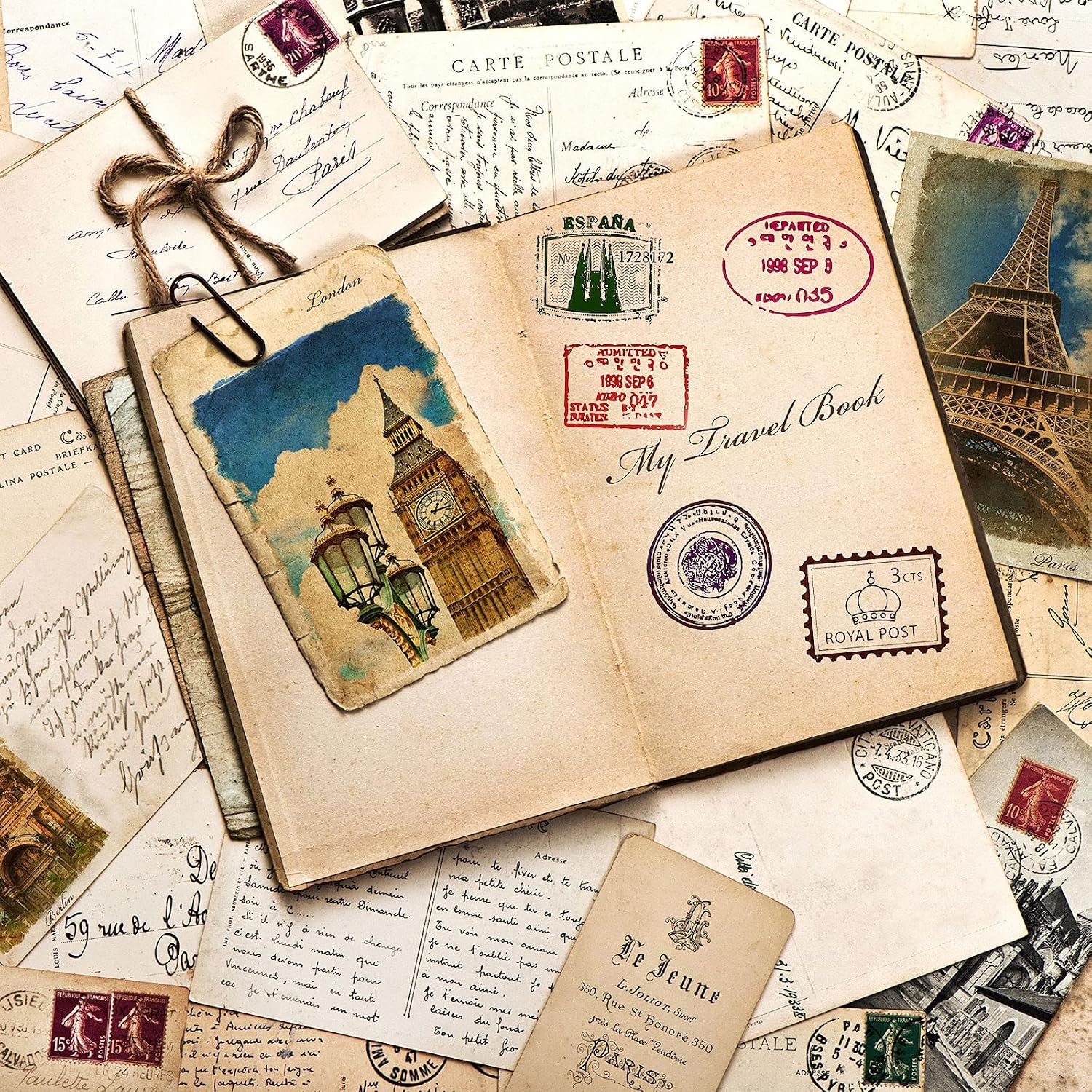 Outus 110 Pieces Retro Stamp Postmark Stickers Travel Immigration Postmark Sticker Passport Stamp Suitcase Decal Waterproof Vinyl Decals for Luggage Travel Case Water Bottle Laptop Skateboard Laptop image 4