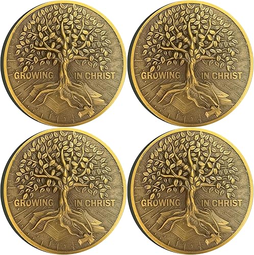 Miniatura 7 de Creciendo en Cristo Moneda de Oro Antiguo Cristiano Challenge Moneda Versículo de la Biblia Ficha de bolsillo (moneda individual)