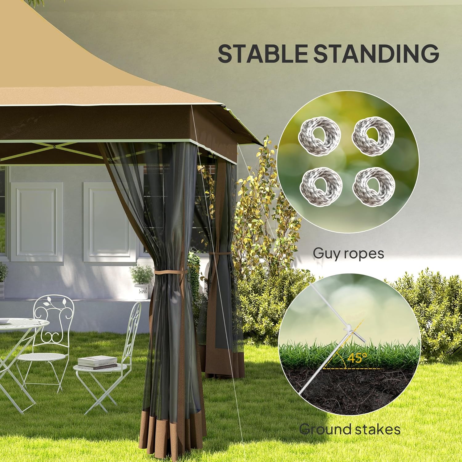 11.7ft x 11.7ft Pop Up Canopy Camping Tent, Waterproof UV Resistant Windproof Outdoor Shelter with 3-Level Adjustable Height & Mesh Screens, Foldable Portable Gazebo for Camping Backyard Events
