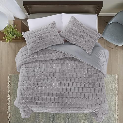 Miniatura 3 de Elegant Comfort Lujoso juego de edredón de piel sintética de 3 piezas  Alternativa cálida para todas las estaciones  Ultra suave, juego de ropa de