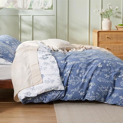 Vista 21 de Bedsure - Funda de edredón tamaño Queen, reversible con cierre de cremallera, juego de ropa de cama blanco, 3 piezas con 8 lazos en las esquinas y 2