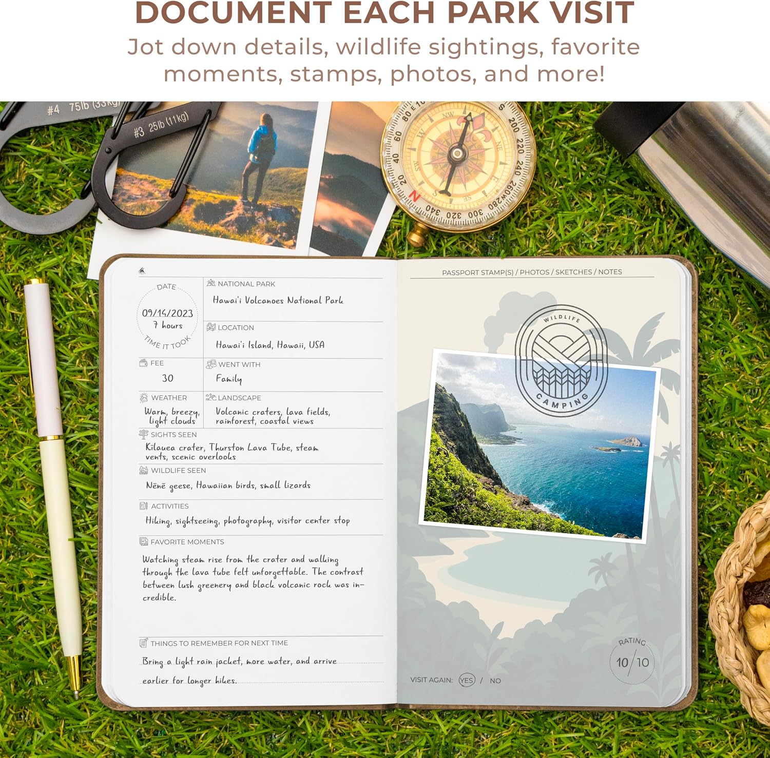 Clever Fox National Park Passport Book for Stamps & Notes, Dark Terracotta image 3