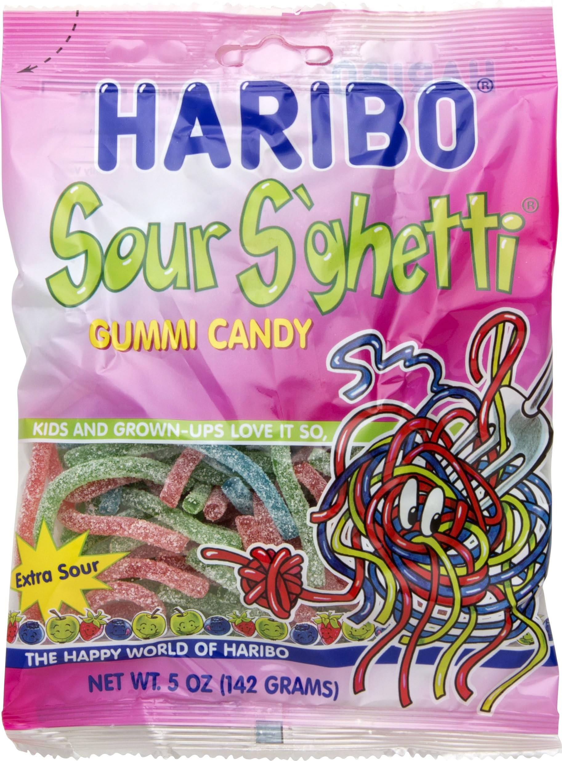 Haribo Sour S'ghetti Gummi Candy, 5 oz (Pack of 3)