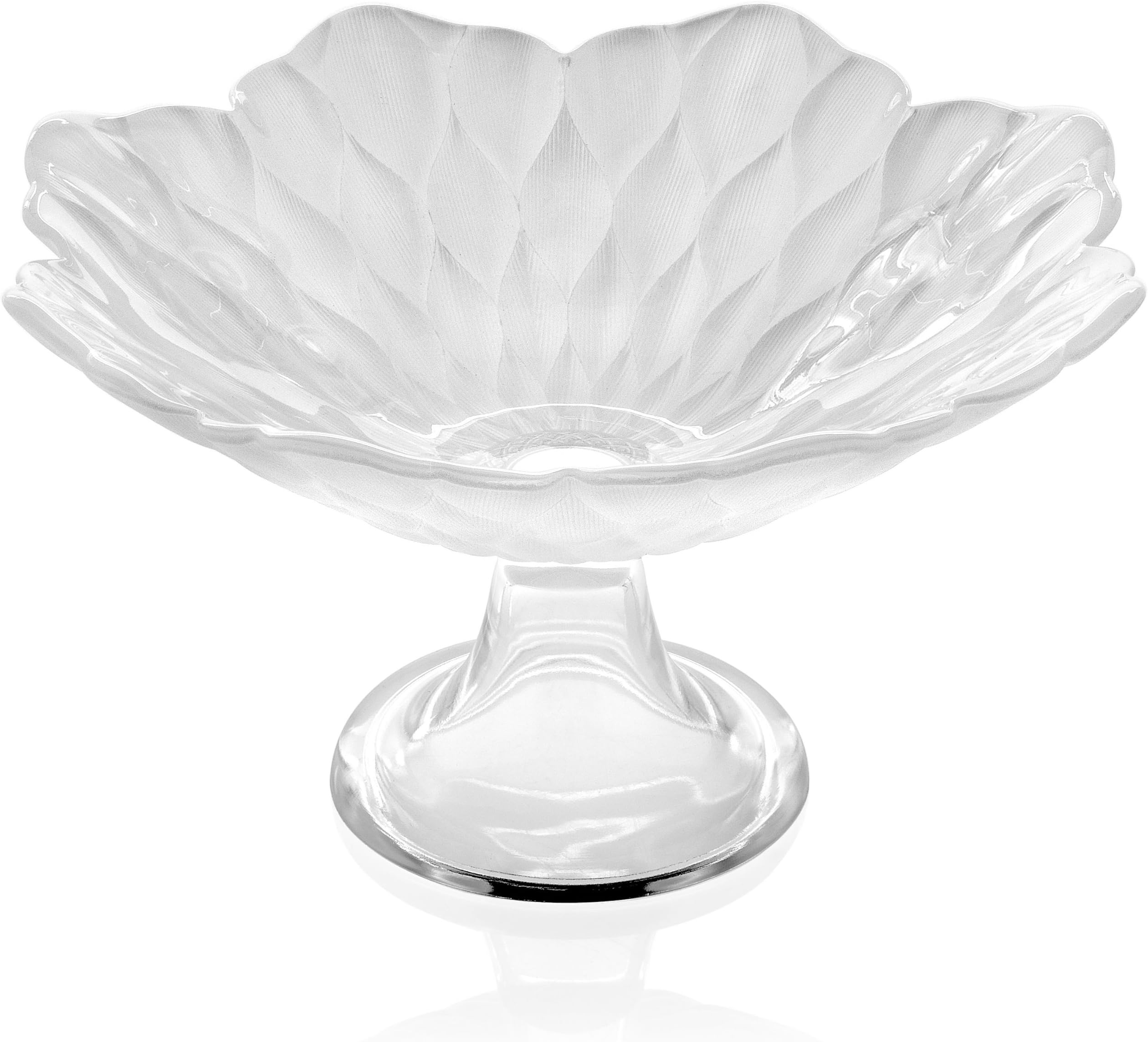 IVV Glassware Lotus Footed Bowl, 9-7/8-Inch, Pearly White